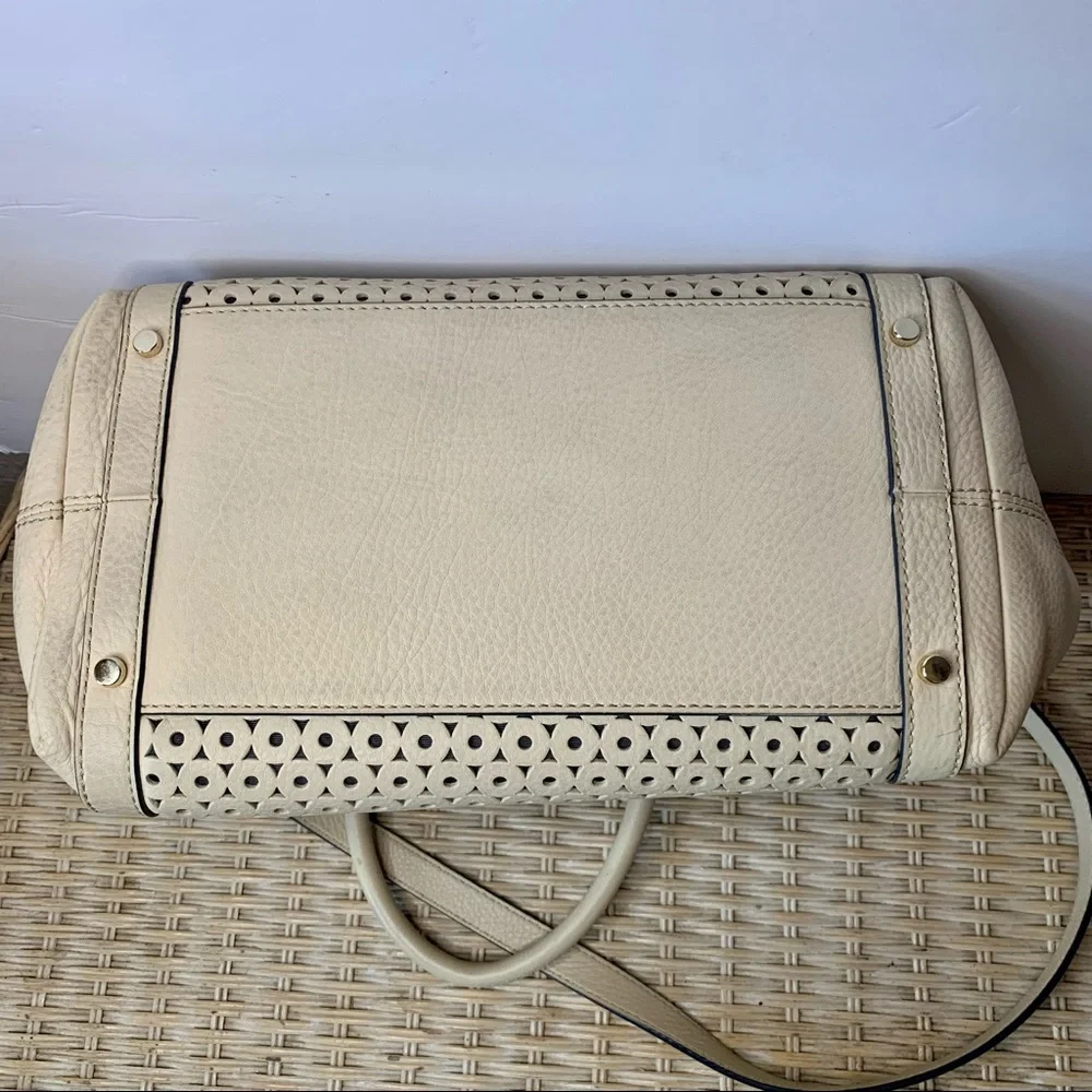 Kate Spade Mercer Isle Sloan Satchel Crossbody Leather Bag Ostrich Egg Off White